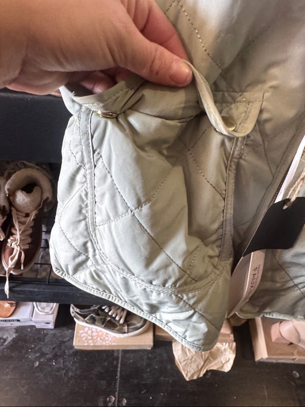 Quilted Sherpa-Lined Vest in Light Sage - Picture 3 of 5